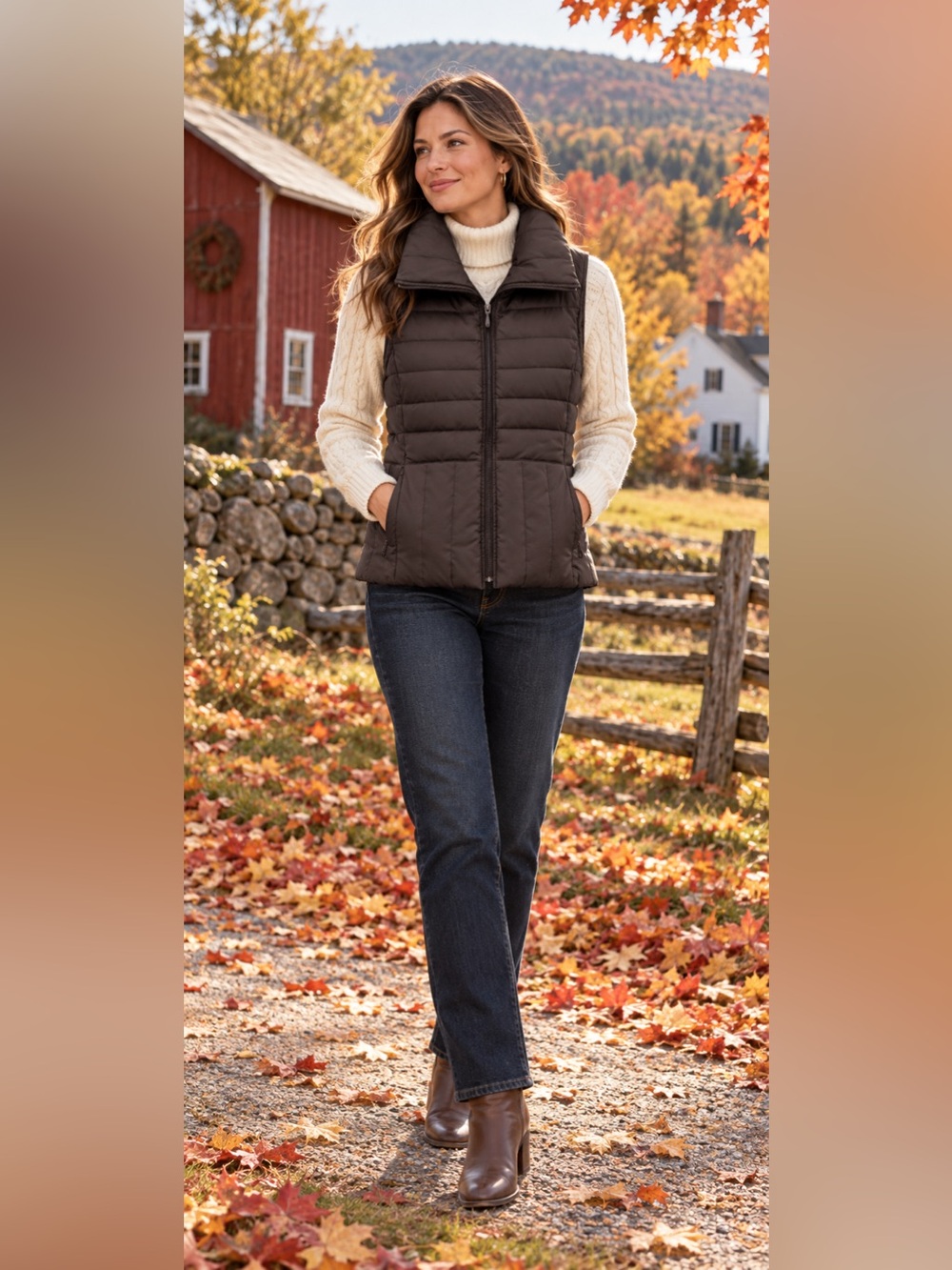 Kenneth Cole Quilted Down Puffer Vest Chocolate M